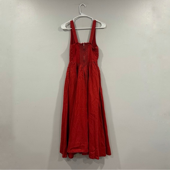 Reformation Balia Linen Dress Tomato Red Sz 2 - Picture 3 of 7